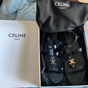 Celine Triomphe Crocodile Sandal